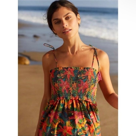 Anthropologie Farm Rio Island Cover-Up Midi Dress in Tropical Jungle Size Small - Picture 3 of 10